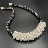 Matte Black & Pearl Crochet Necklace