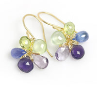 Lime & Violets Flower Earrings