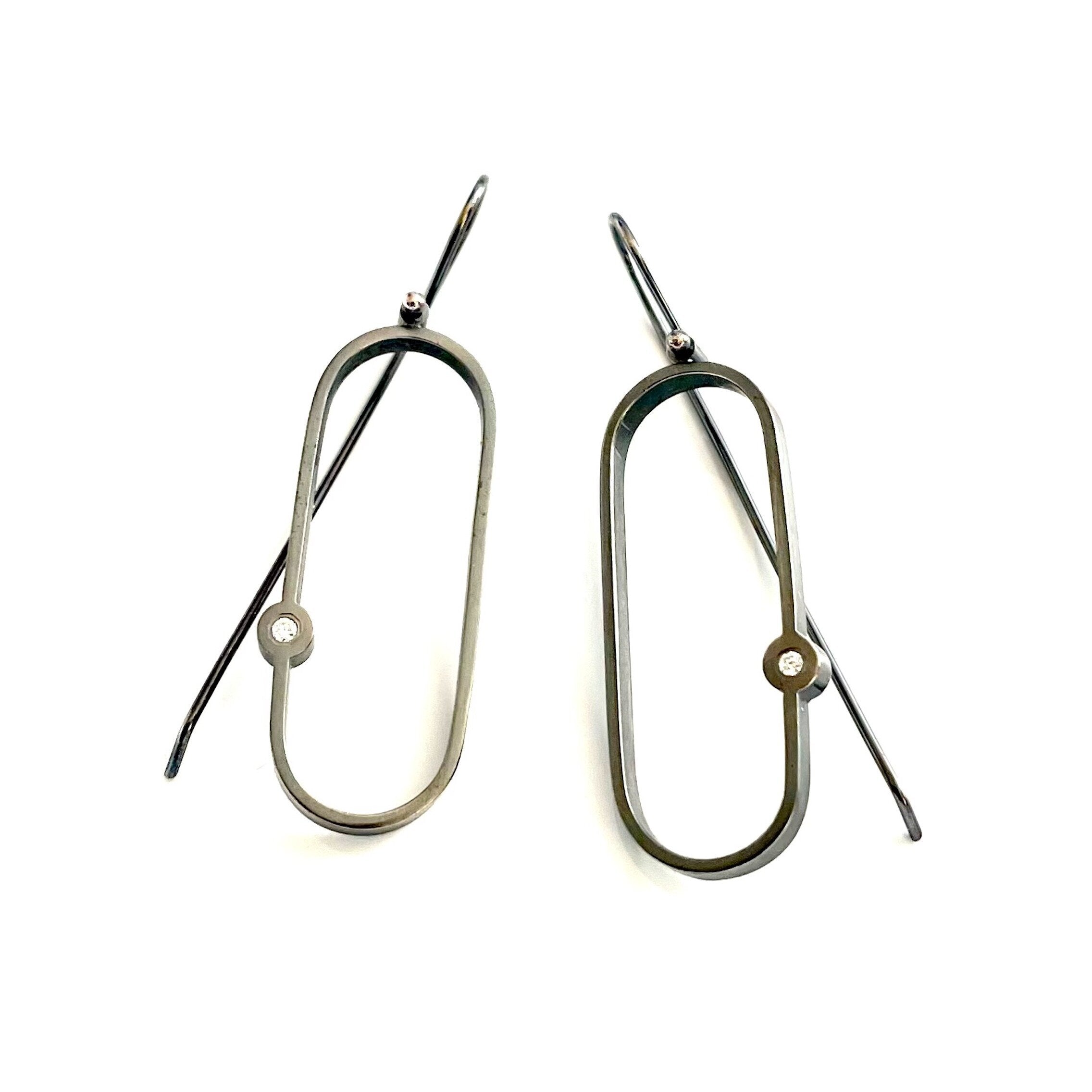 Open Oval Diamond Earrings