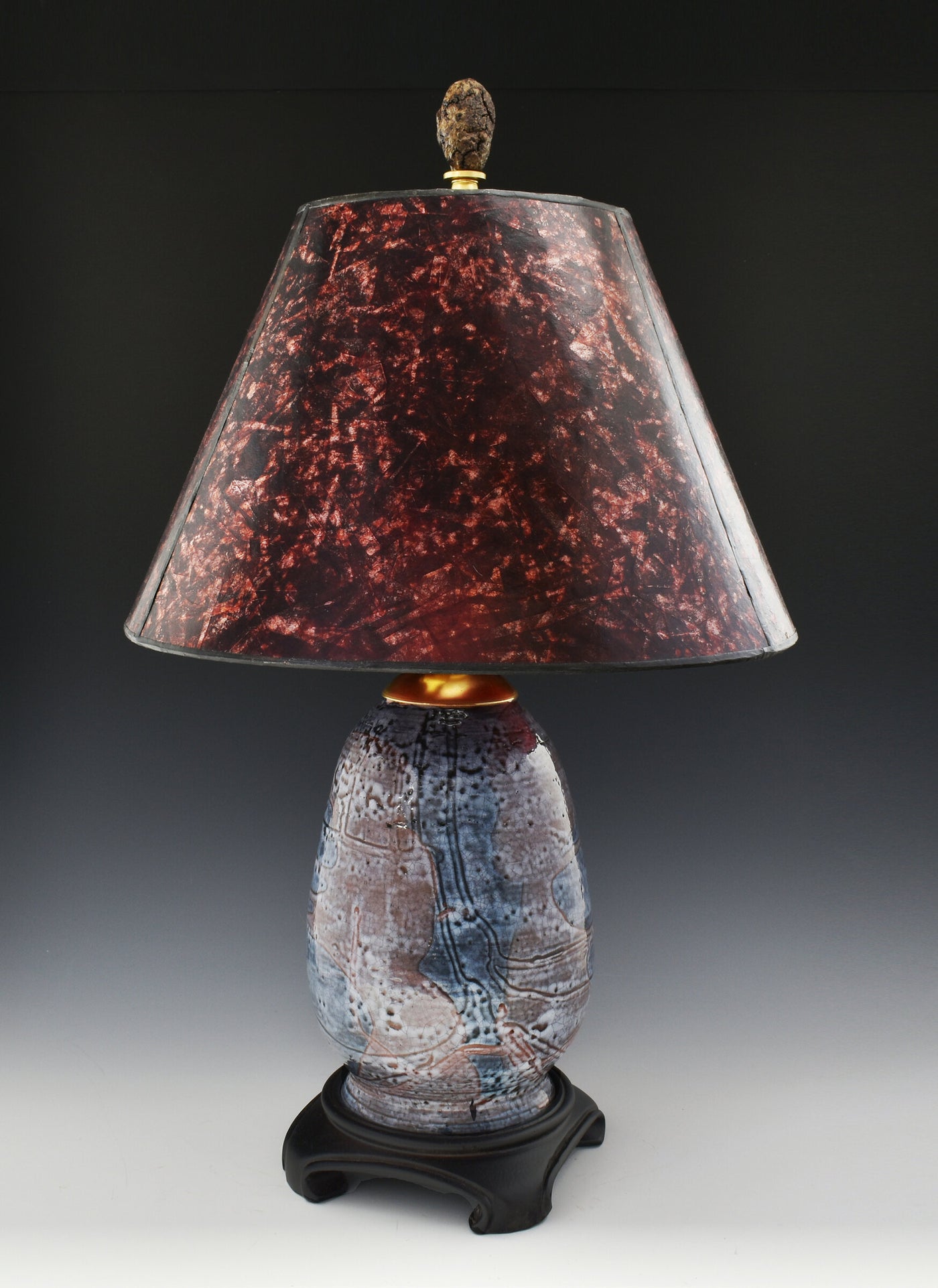 Terracotta and Amber Mica Table Lamp
