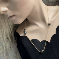 Black Tahitian Bead Gold Chain Necklace