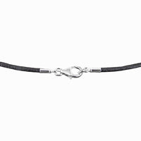 Sterling lobster clasp on 3mm black leather cord 