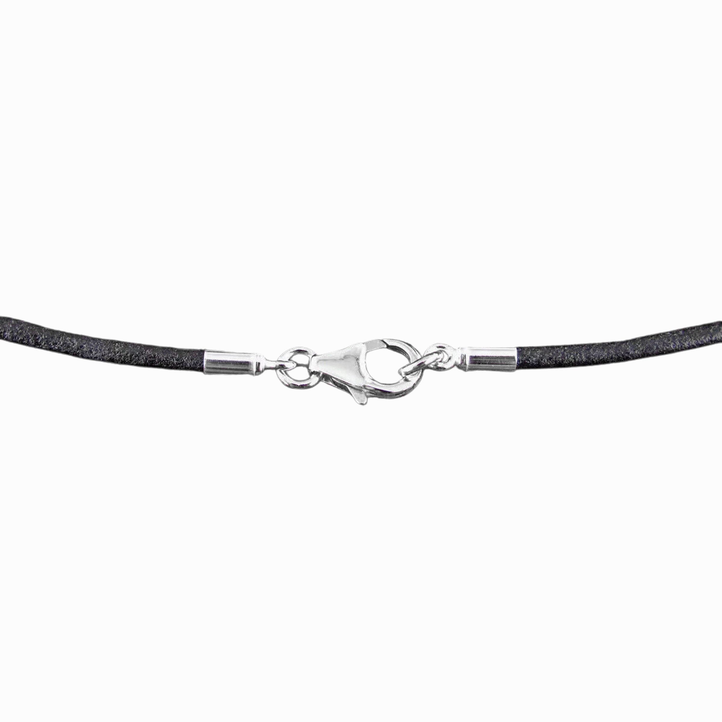 Sterling lobster clasp on 3mm black leather cord 