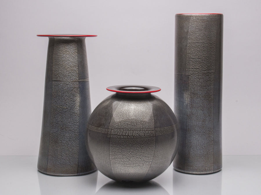 Tall Silver Foil Vase