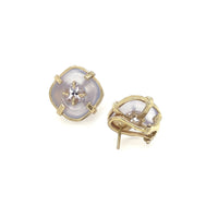 Chalcedony and Morganite Button Earrings
