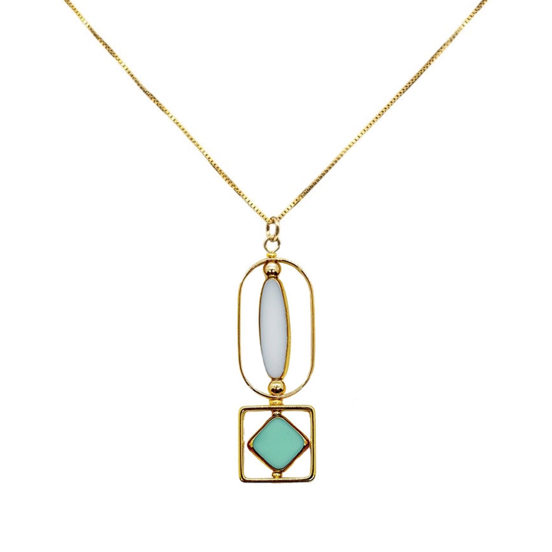 Pool Blue & White Art Deco Pendant