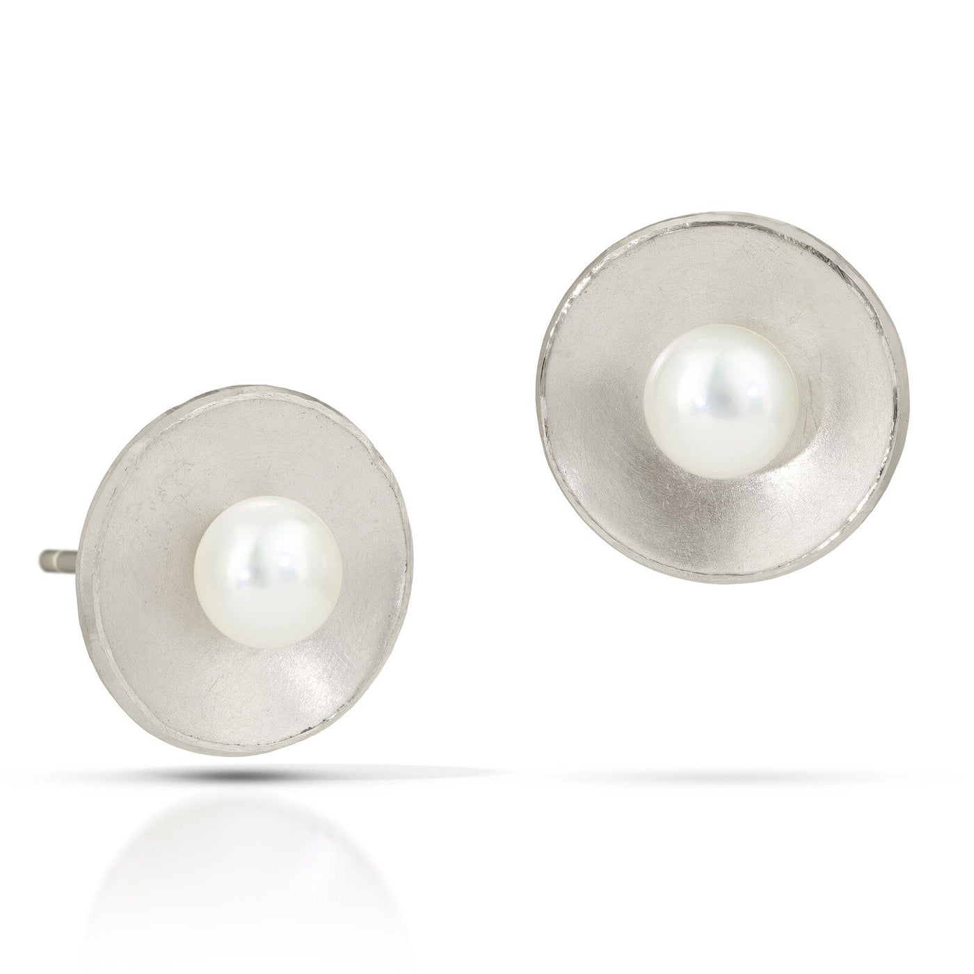White Pearl, Large, Sterling Silver Posts