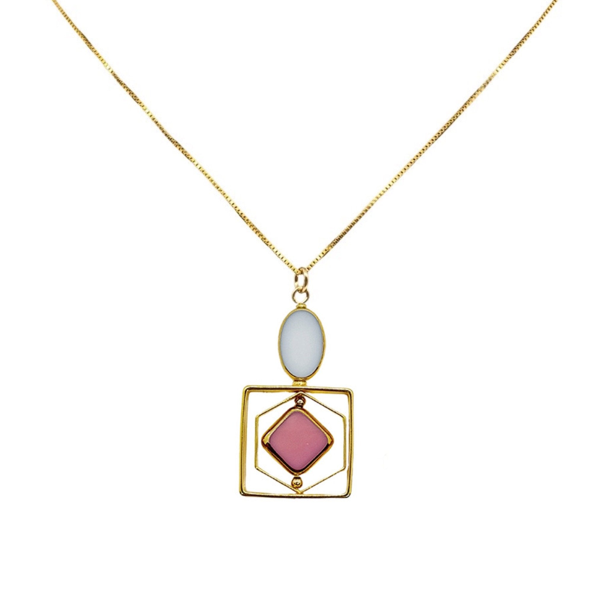 Pastel Pink & White Art Deco Pendant
