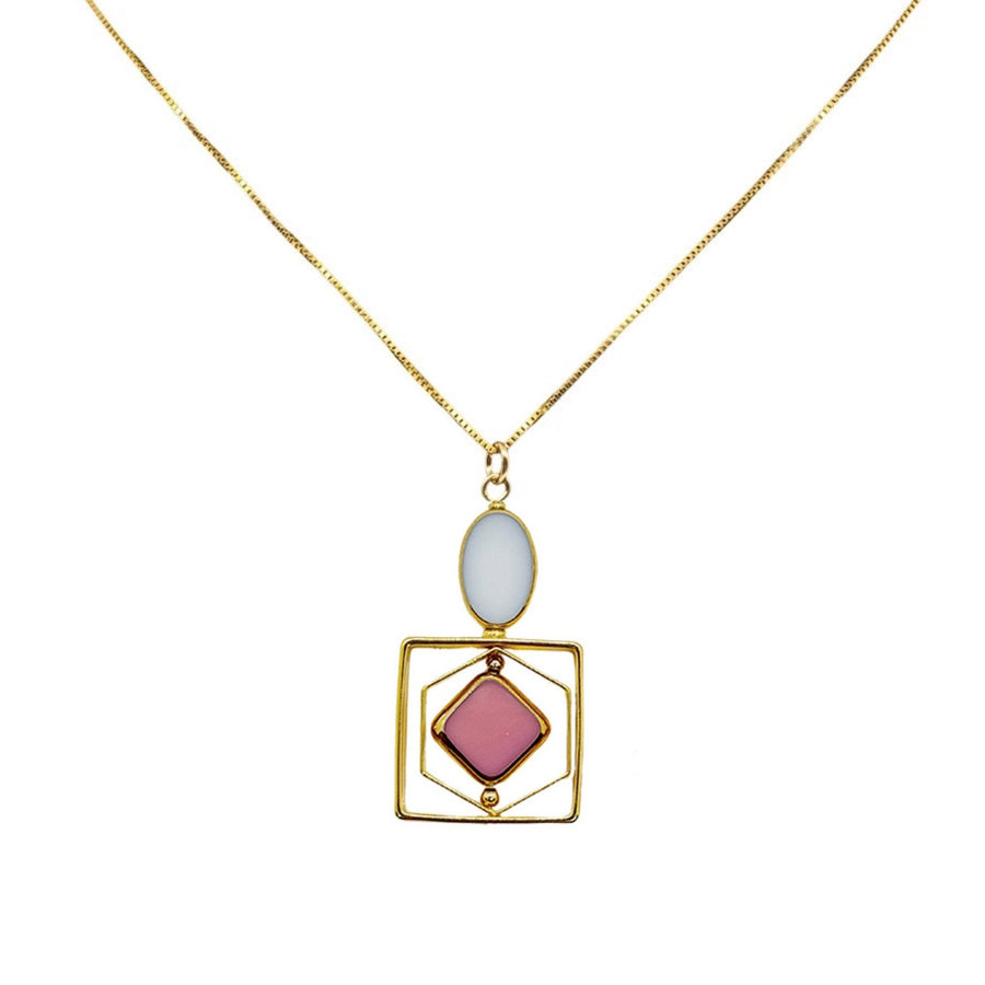 Pastel Pink & White Art Deco Pendant