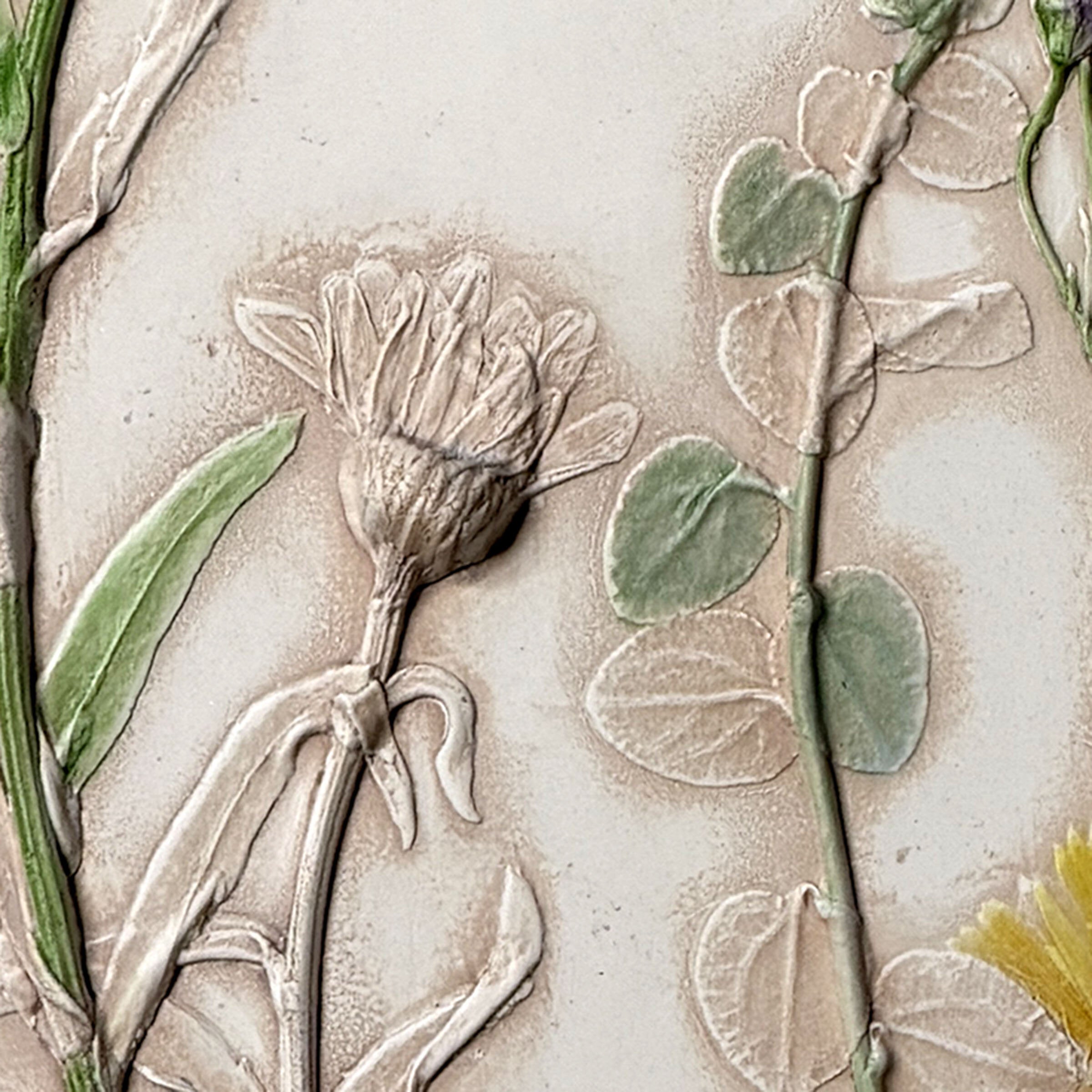 Blue Butterfly & Summer Flowers Oval Tile