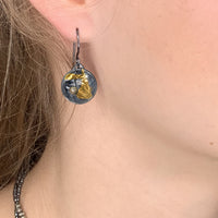 Black & Gold Keum-Boo Diamond Disk Earrings