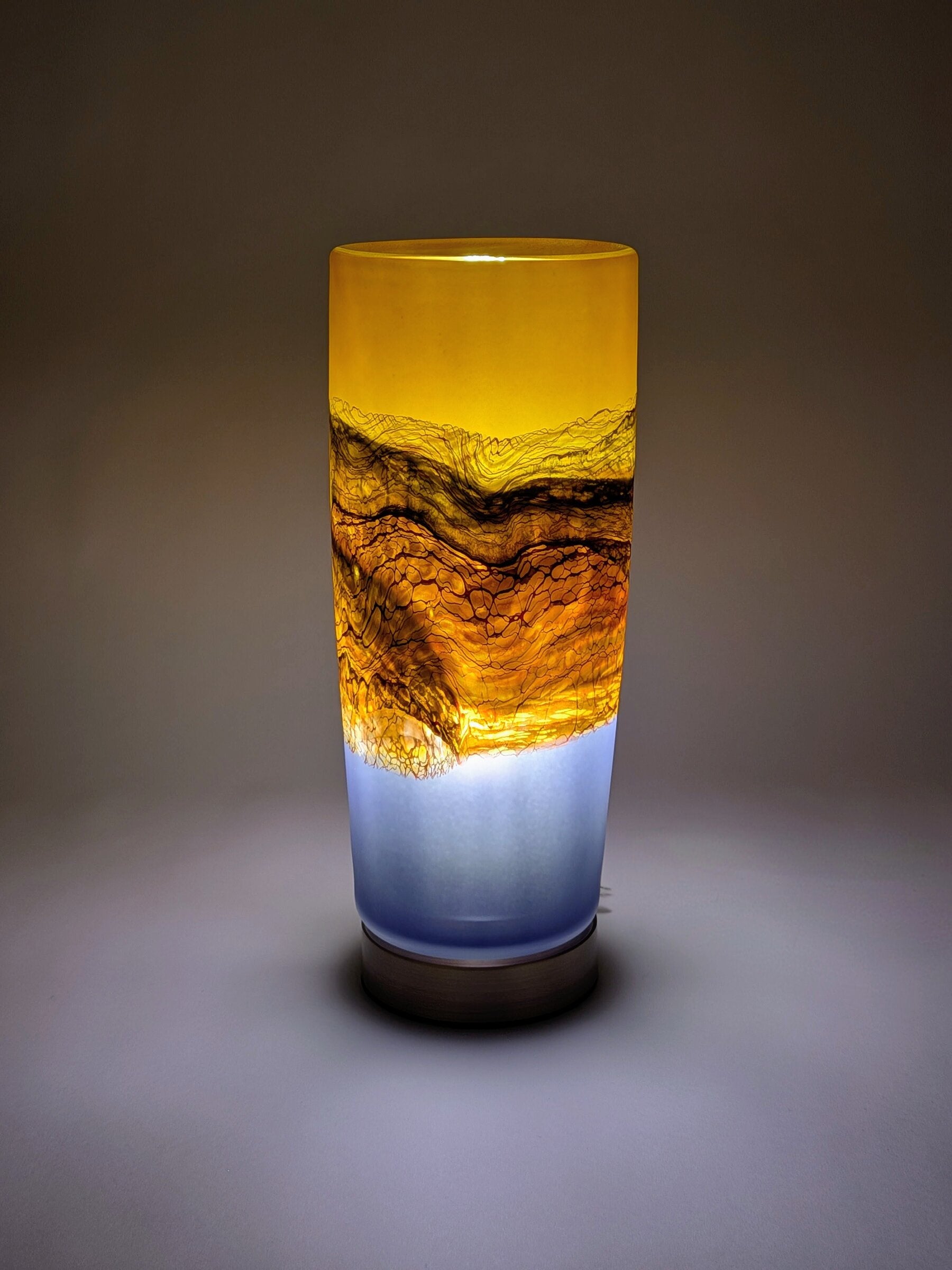 Satin Strata Pillar Lamp in Tangerine and Amethyst