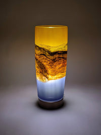 Satin Strata Pillar Lamp in Tangerine and Amethyst