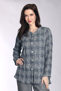 Linen Houndstooth Jacquard Shirt Jacket