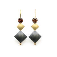 Zircon & Diamond Drop Cushion Earrings