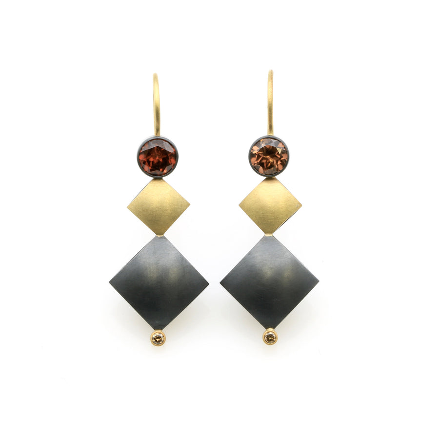 Zircon & Diamond Drop Cushion Earrings