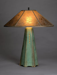 Hopewell Lamp in Celery Glaze with Silver Mica Shade