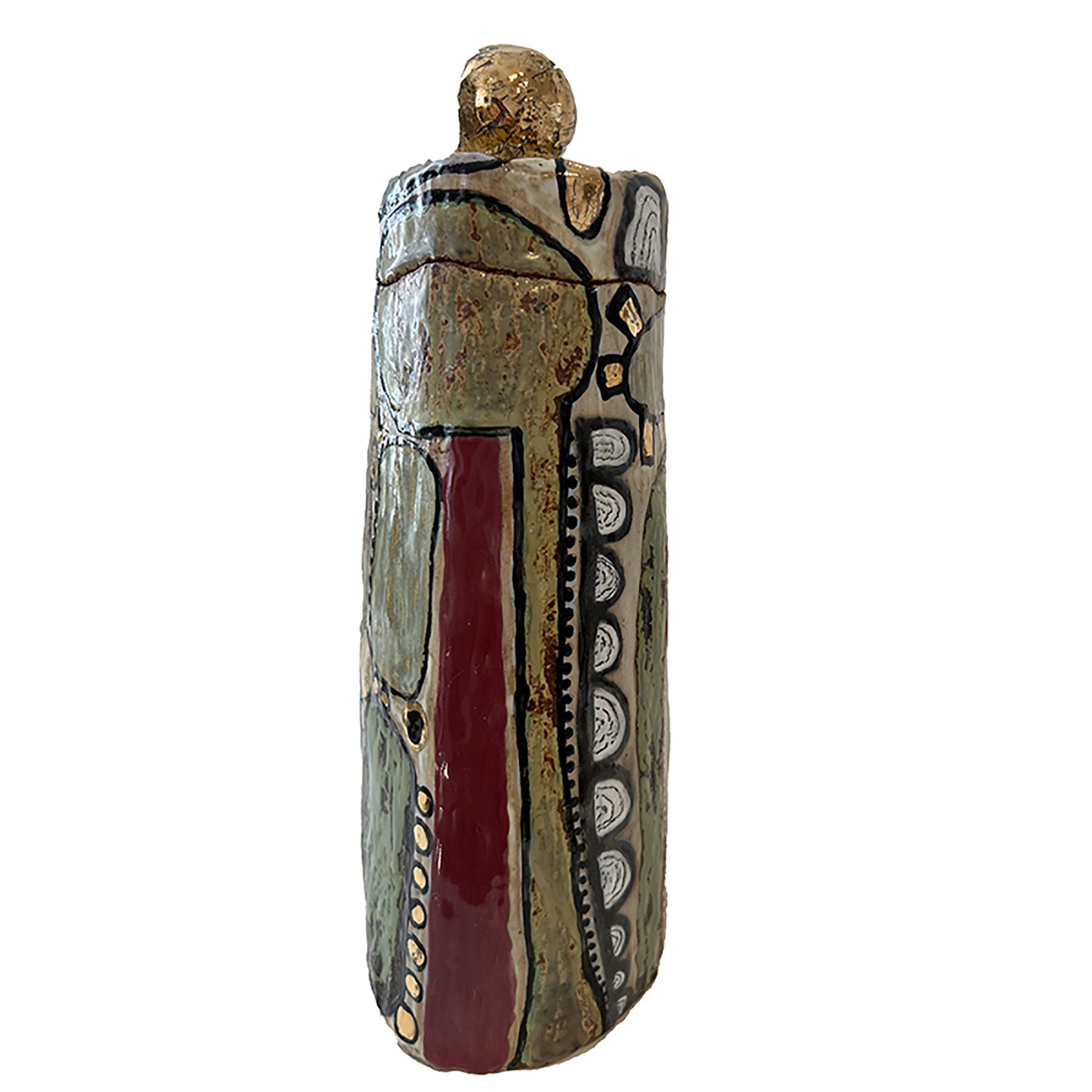 Rustic Abstract Tall Ceramic Box