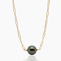 Solitaire Tahitian Pearl Gold Necklace