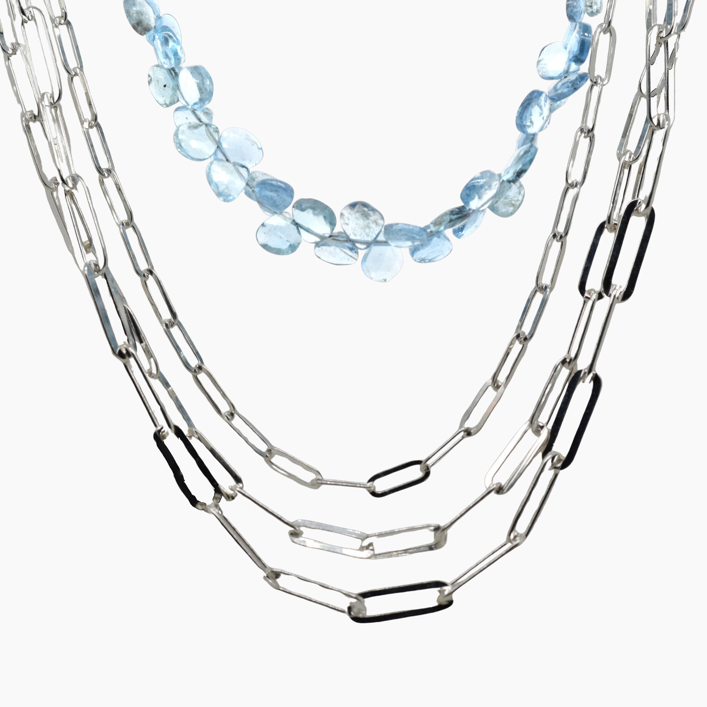 Multi-Strand Sterling & Aquamarine Necklace