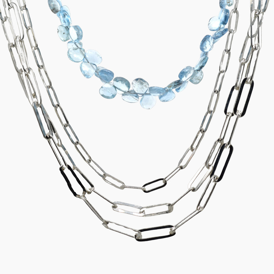 Multi-Strand Sterling & Aquamarine Necklace