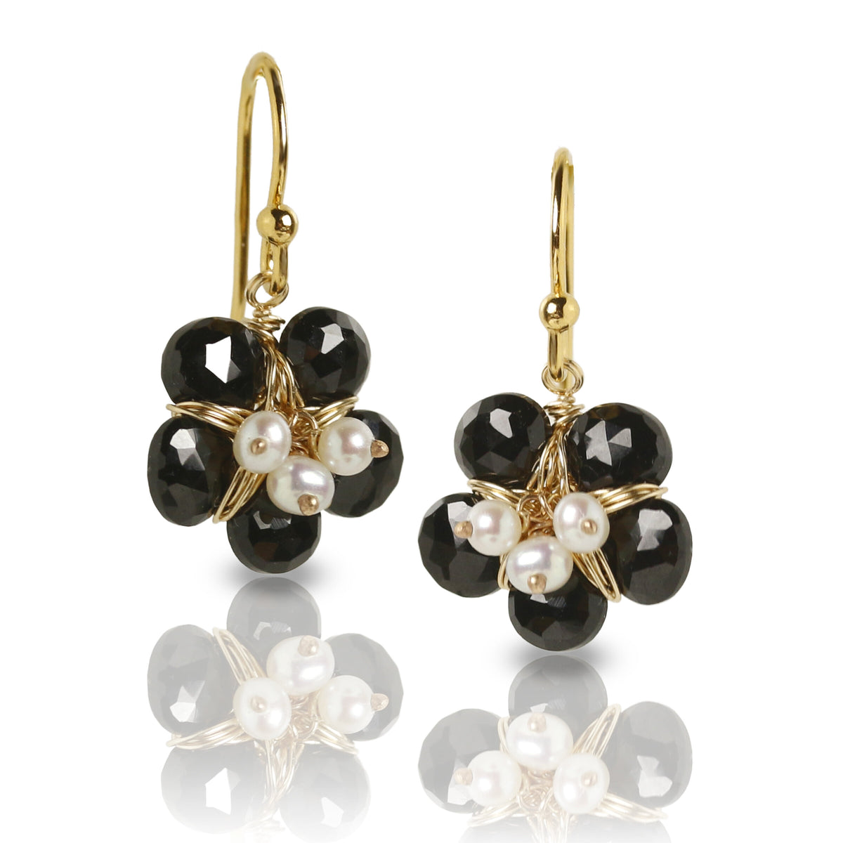 Black Tie Flower Earrings