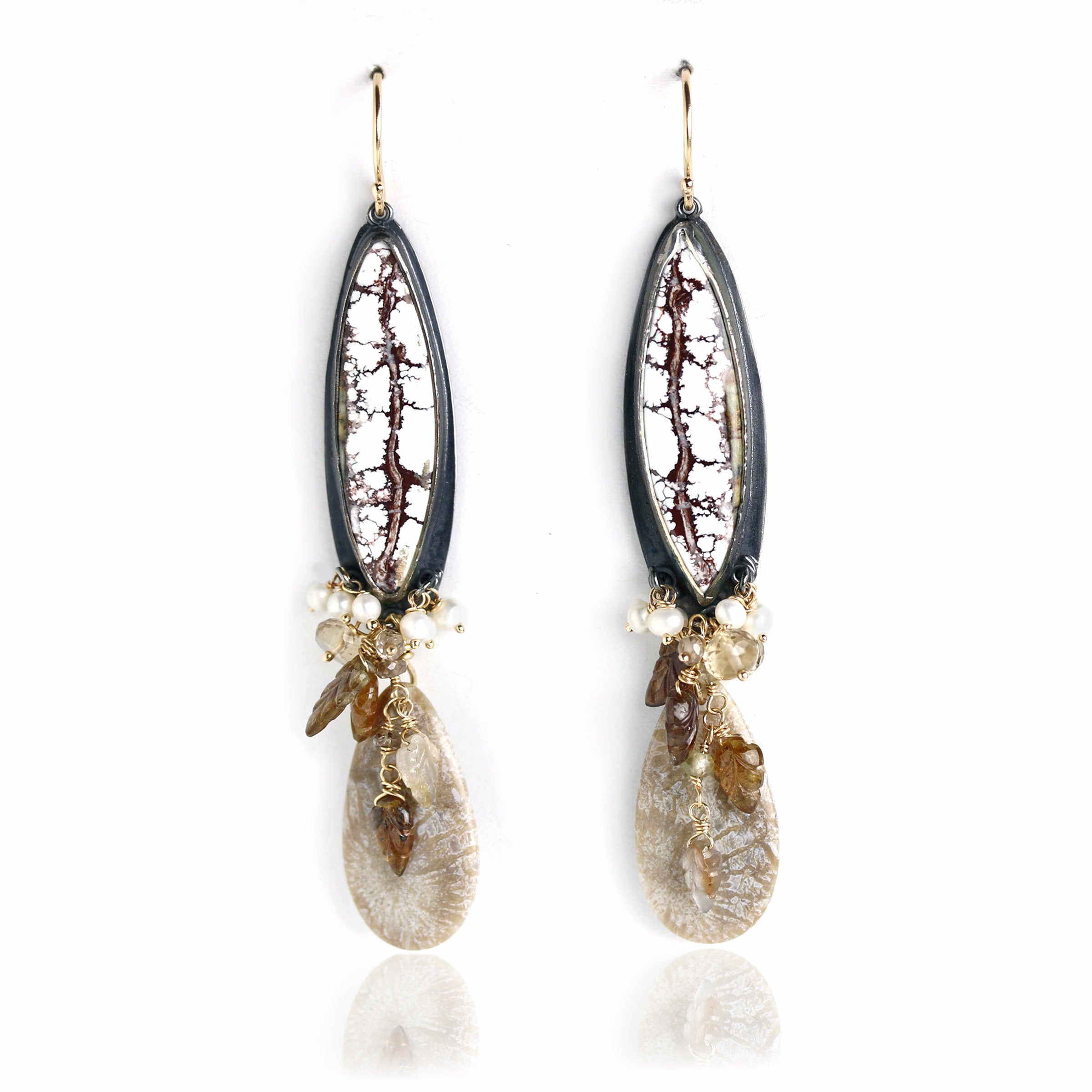 Wild Horse Magnesite & Fossil Coral Earrings