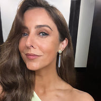 Gold, Opal, Chalcedony & Diamond Earrings
