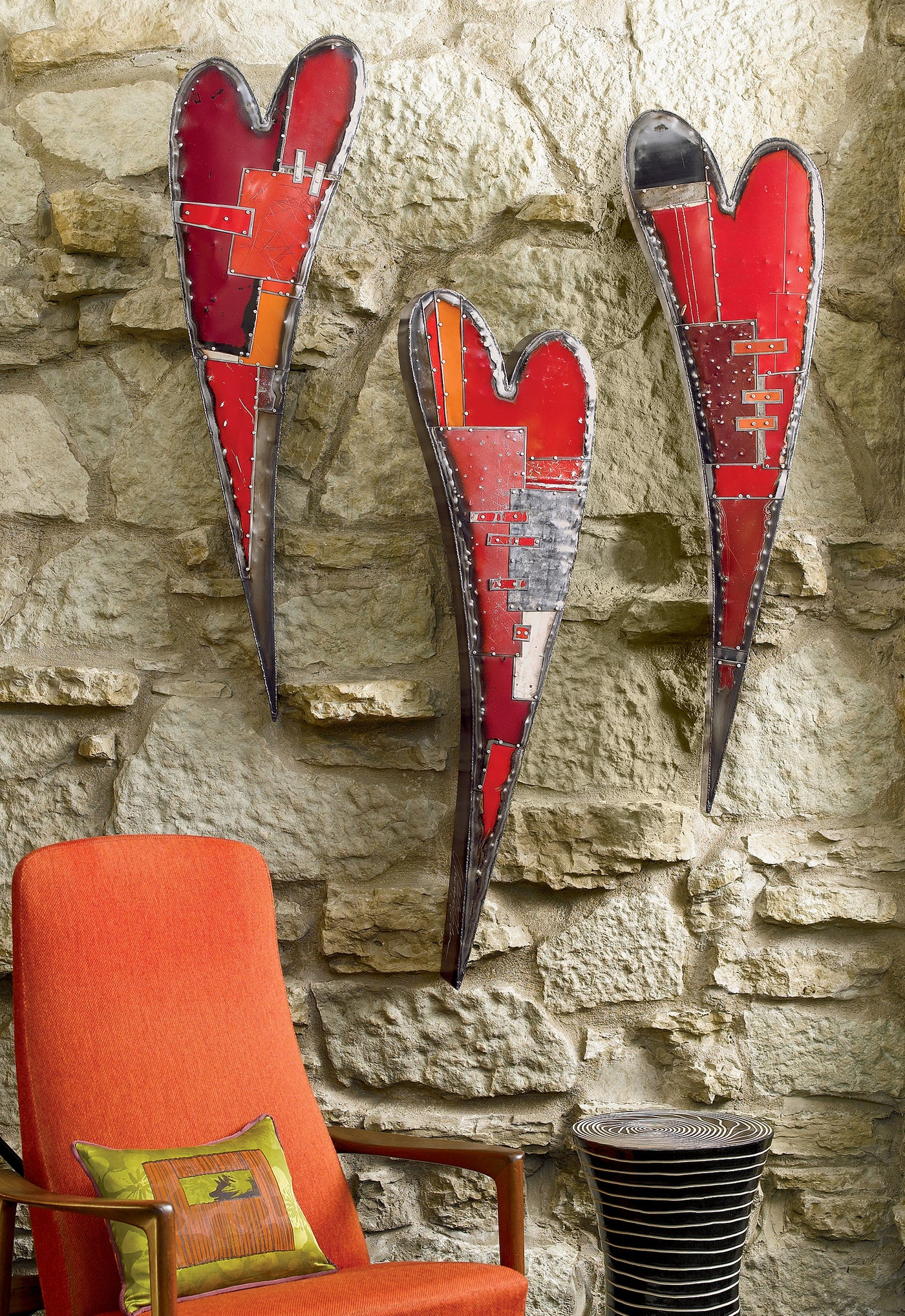 Swooping Hearts Wall Sculpture
