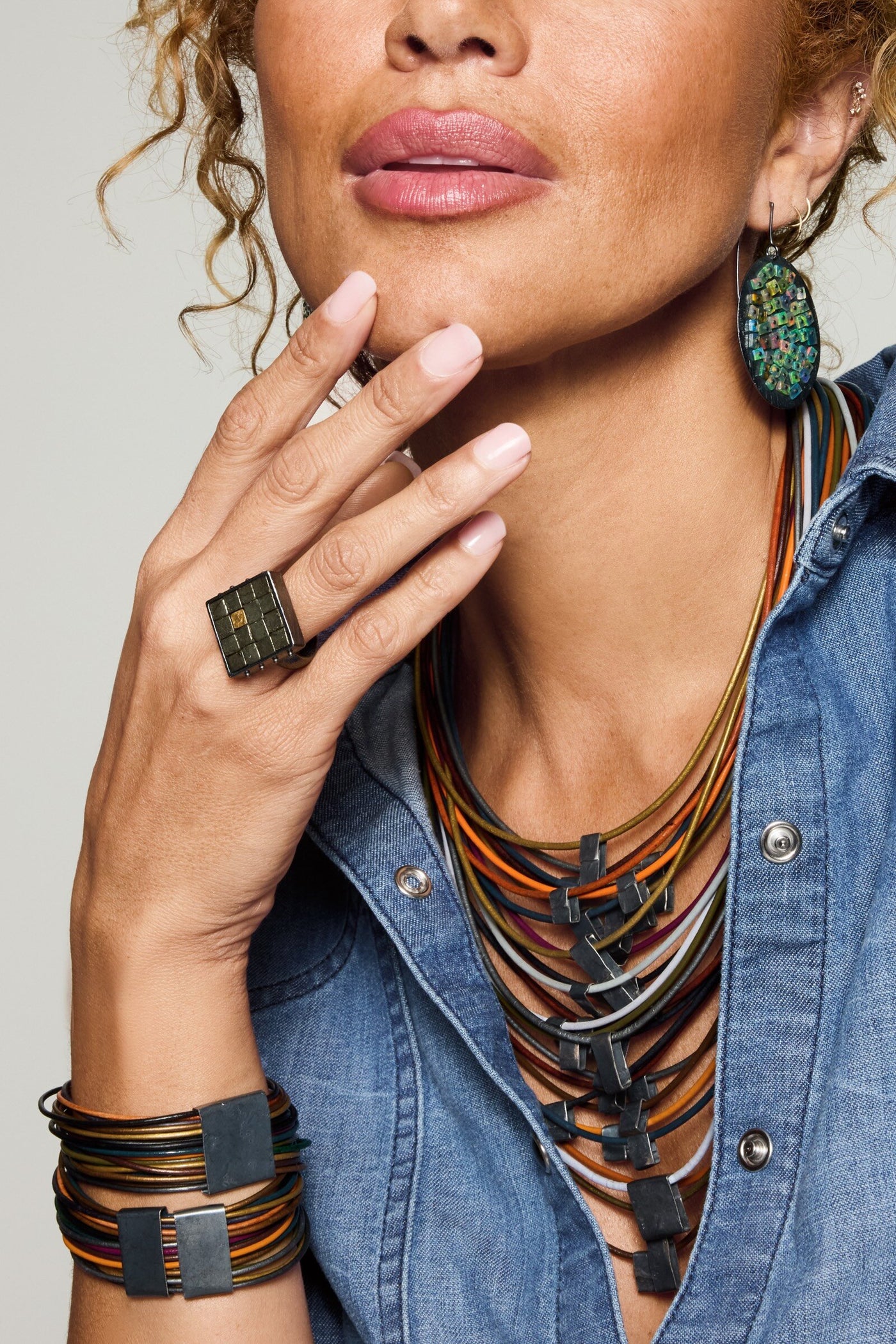 Carved Square Grid Ring