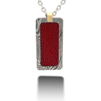 Red Stingray Damascus Pendant