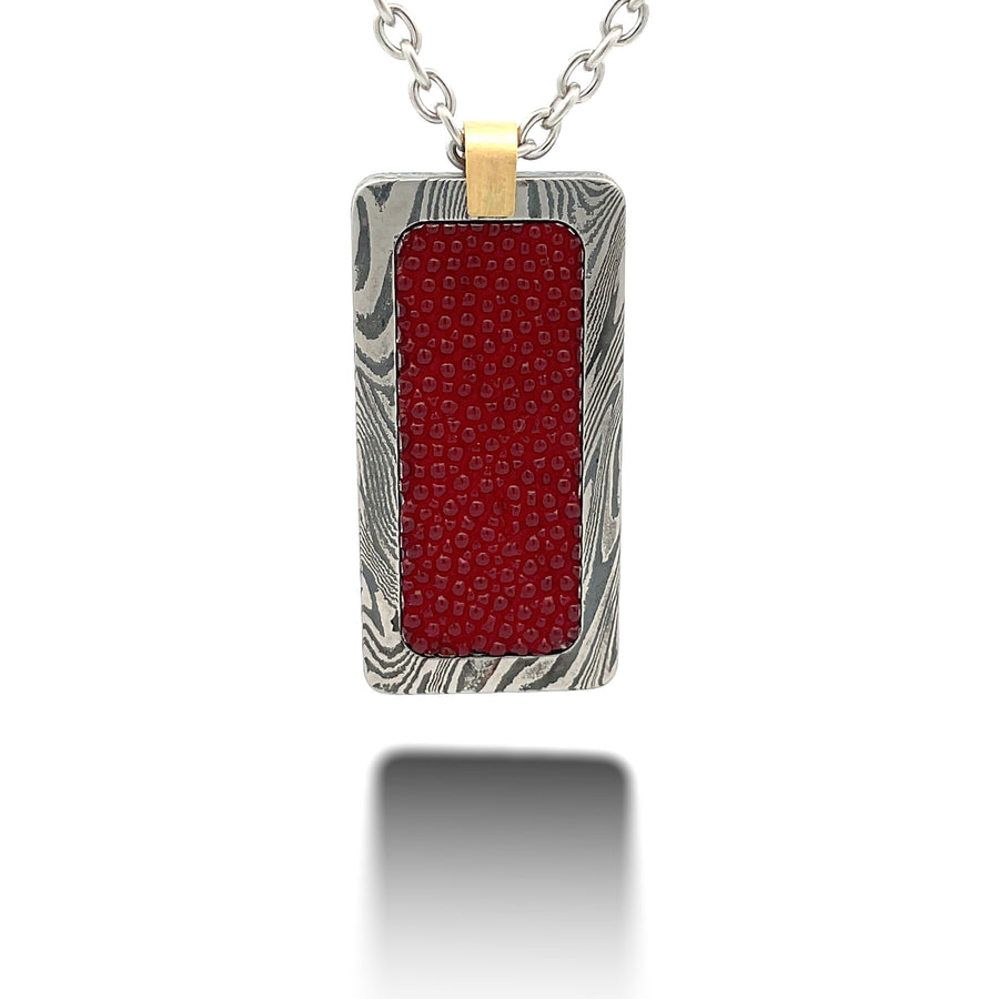Red Stingray Damascus Pendant