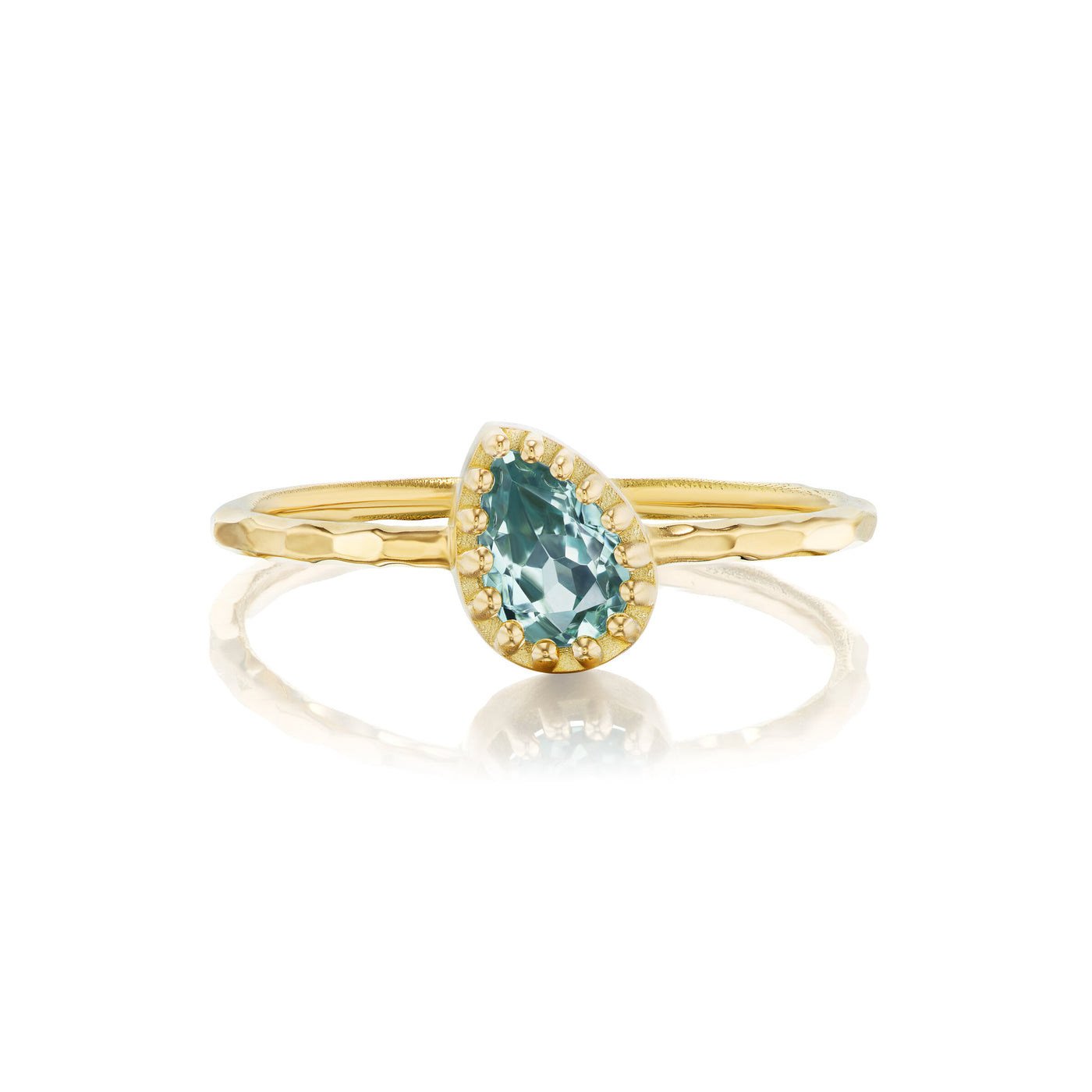 Diagonal Pear Sapphire Solitaire Ring