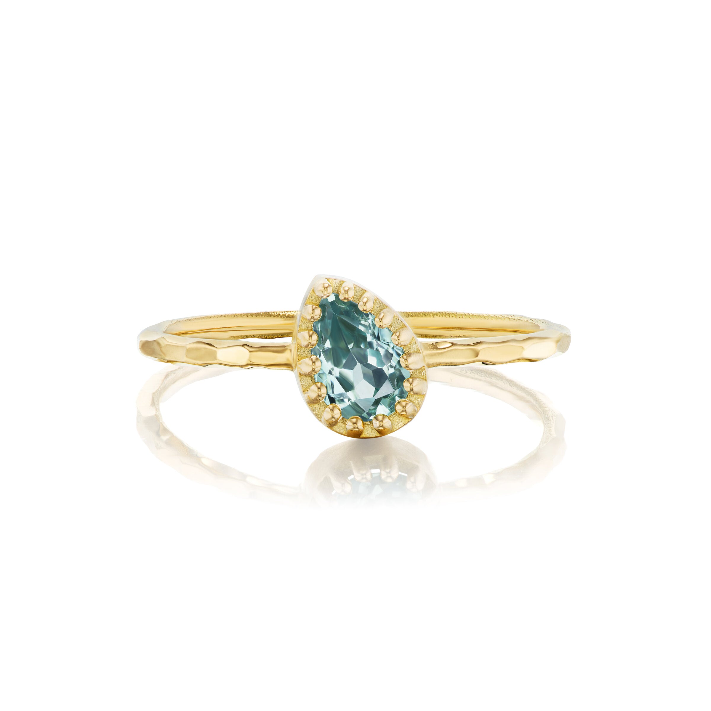 Diagonal Pear Sapphire Solitaire Ring