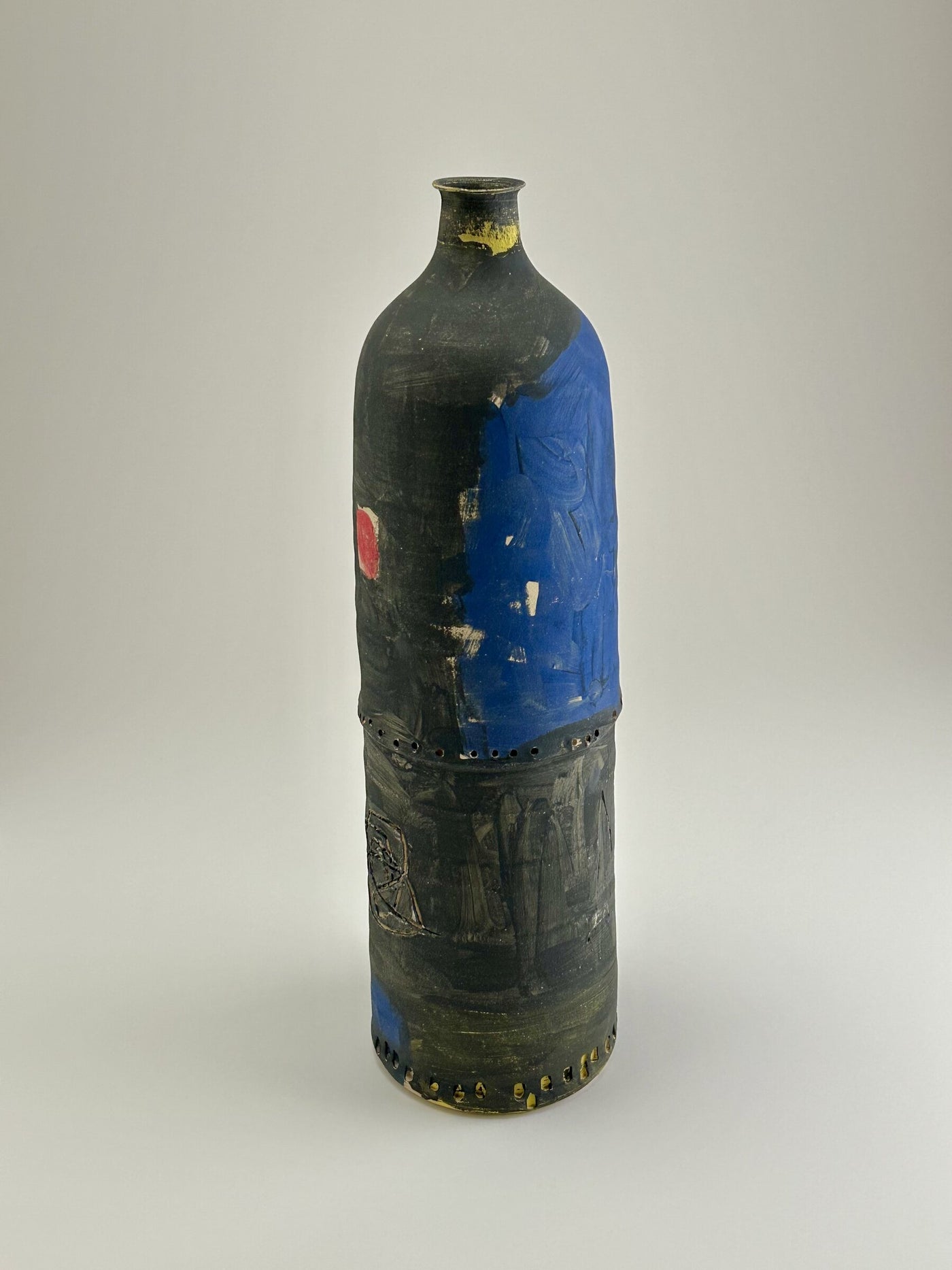 Tall Black Mondrian Vessel