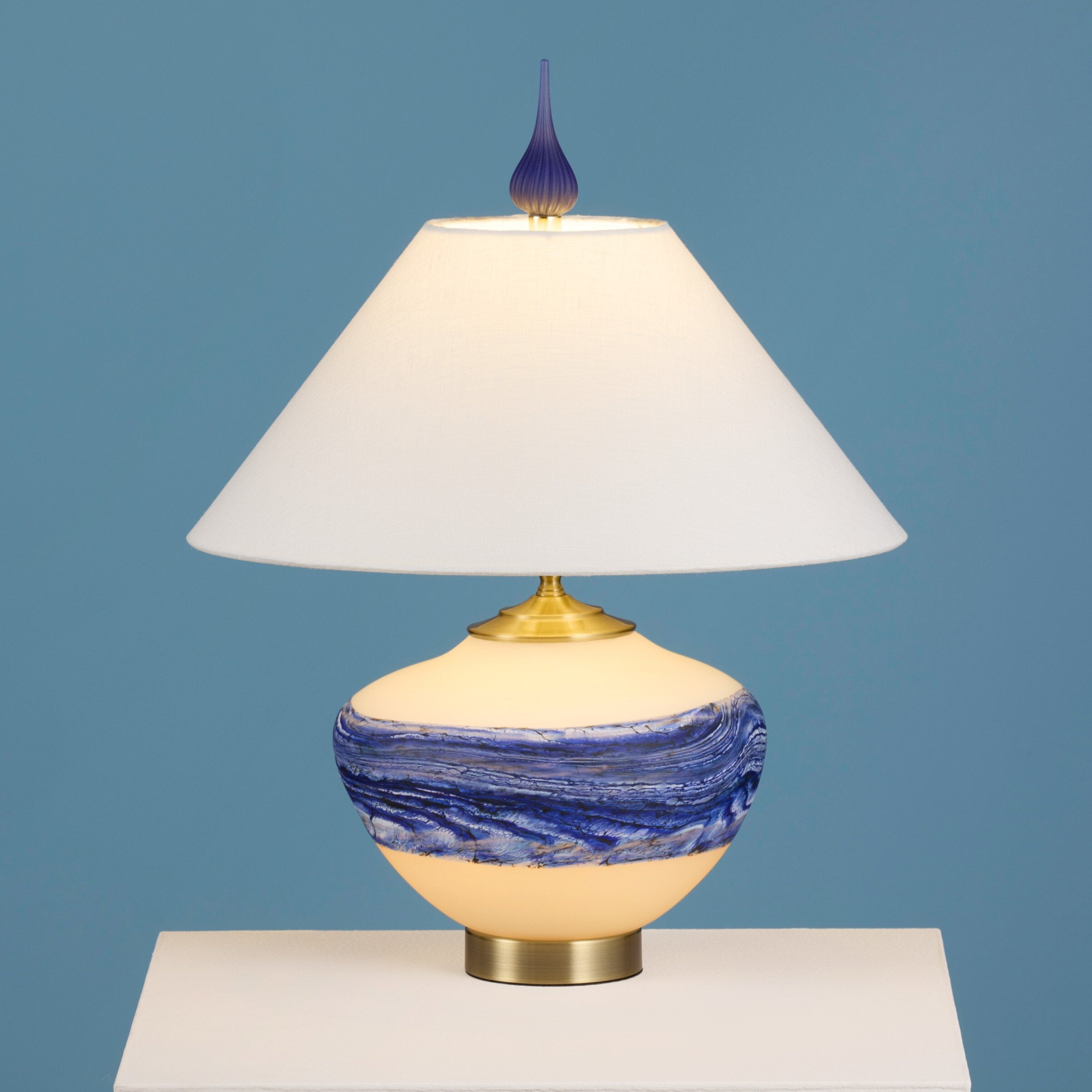 Alabaster Table Lamp in Blue