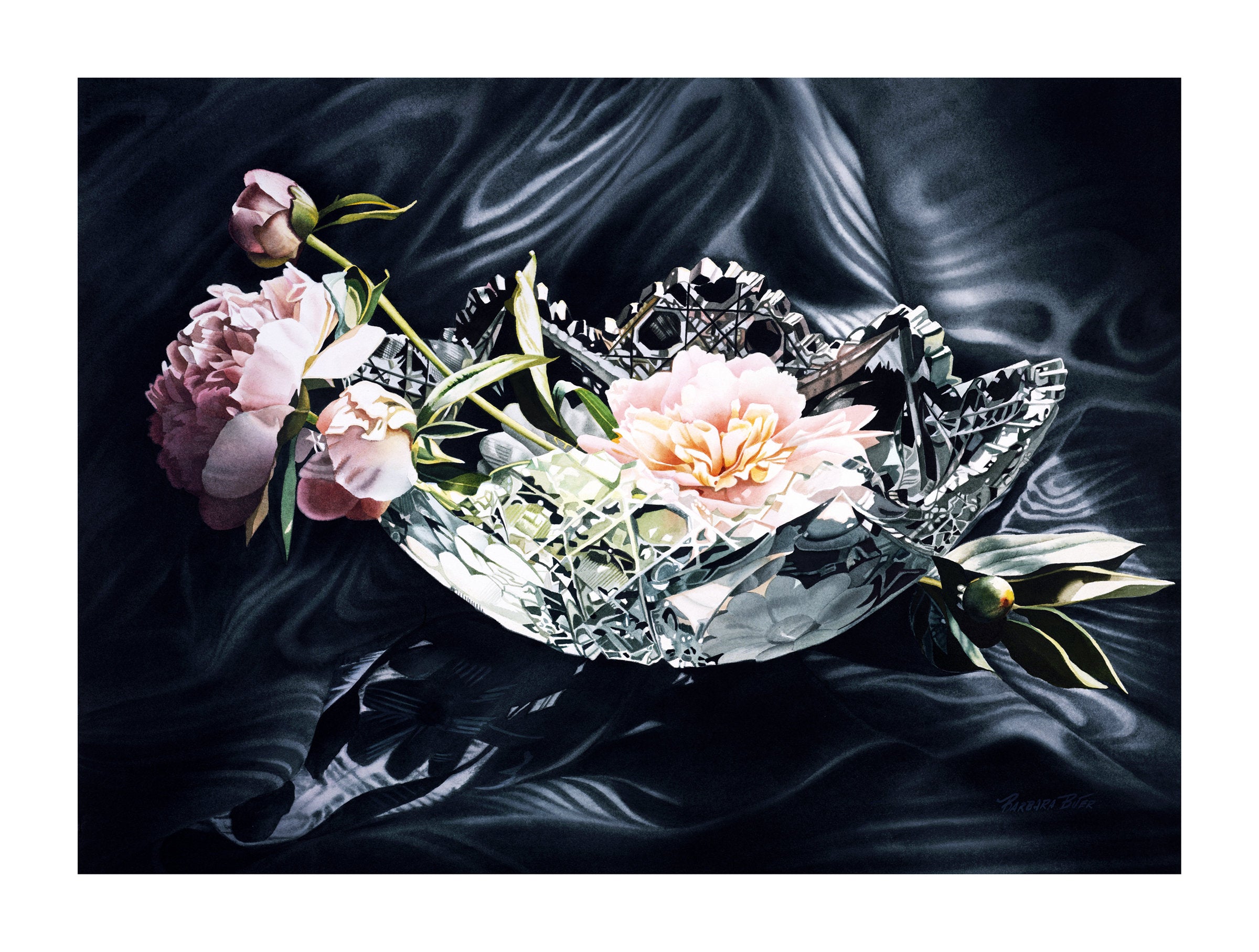 Peonies in Crystal on Moire | Photo by BKB