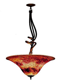Volcano Red Round Pendant with Sculptural Metal Hanger