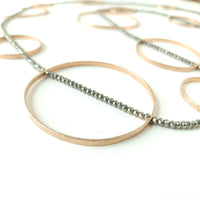 Pyrite Large & Long Circle Bubble Necklace