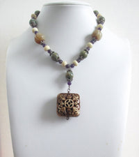 Rhyolite, Jade and Amethyst Necklace
