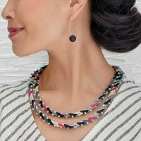 Onyx on Silver Wire Earrings