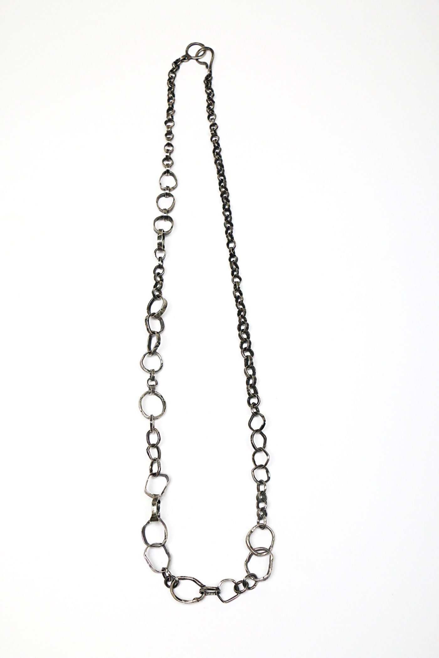 Hammered Hoops Mixed Chain Link Necklace
