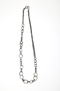 Hammered Hoops Mixed Chain Link Necklace