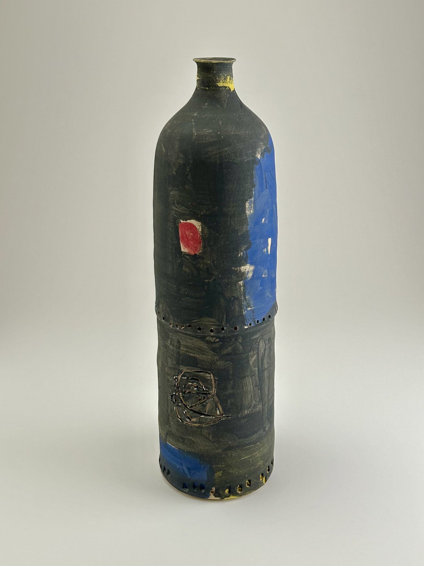 Tall Black Mondrian Vessel