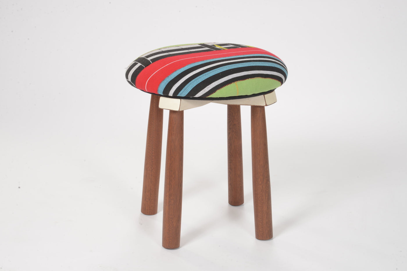 Kente Cloth and African Mahogany Stool