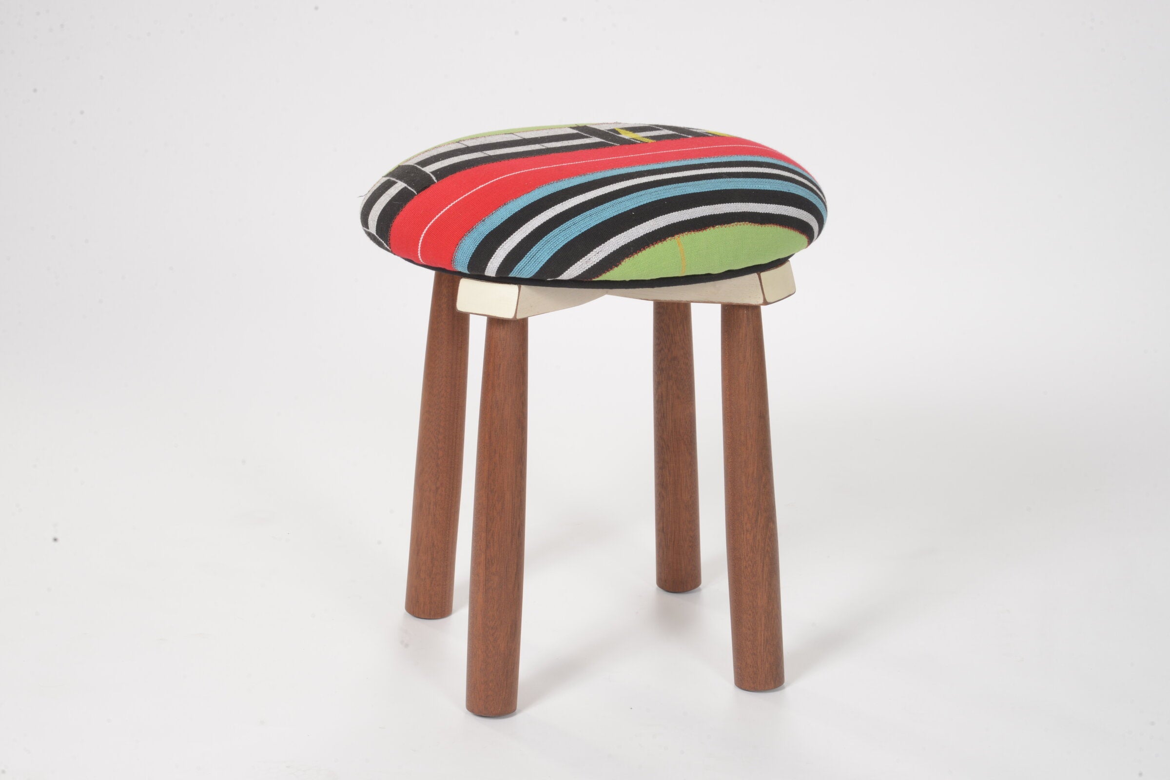 Kente Cloth and African Mahogany Stool