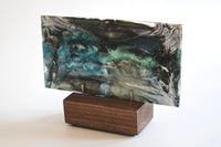 Cream, Blue and Black Glass Table Sculpture - Onward Series