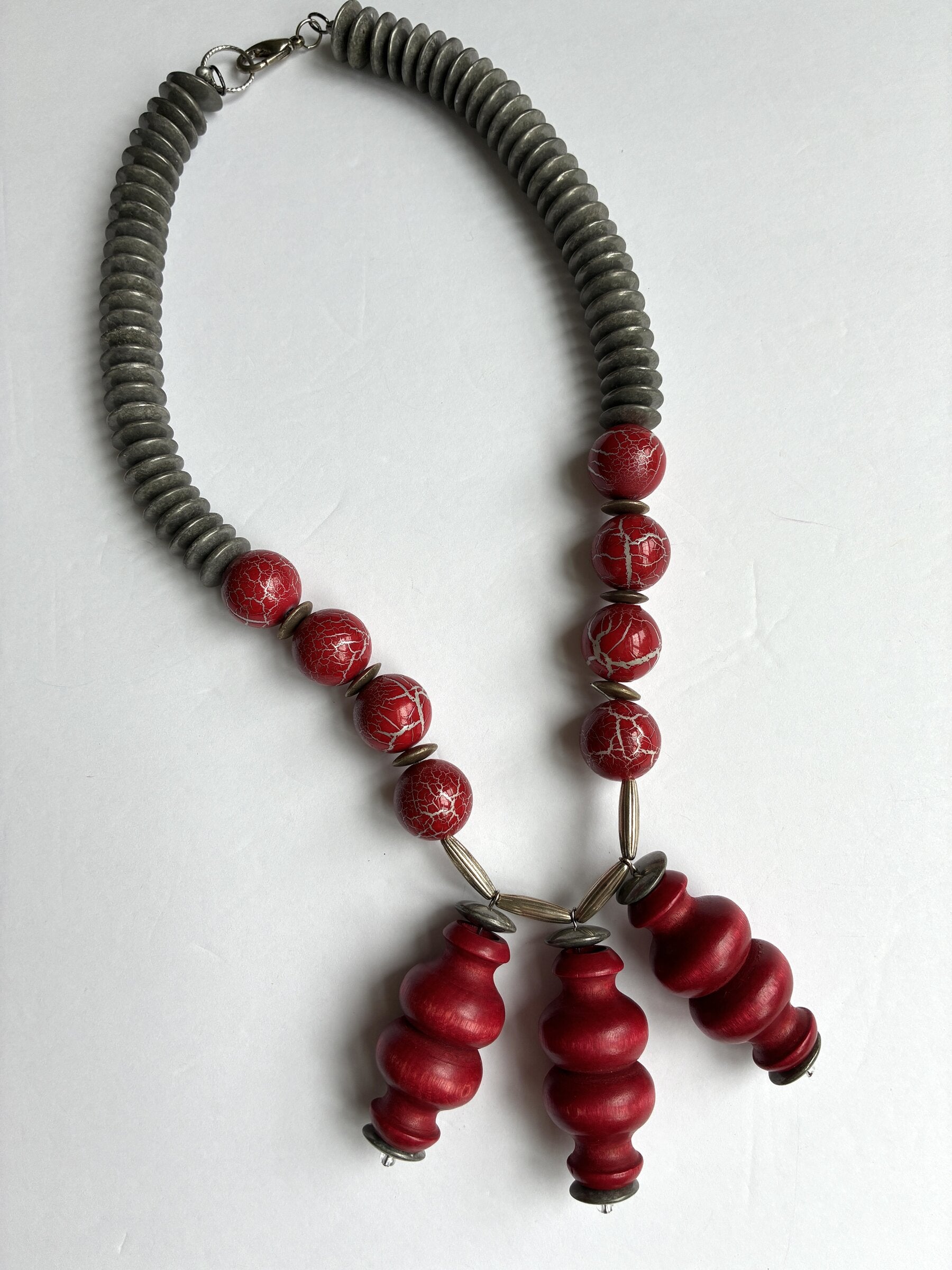 Three Red Pendants Necklace