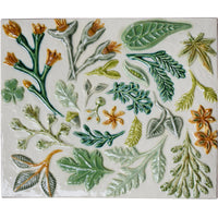 Spiral of Leaves Tile in Eggshell, Green, & Yellow
