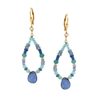 Iolite, Tanzanite & Gold Earrings